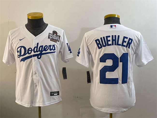 Women's Los Angeles Dodgers #21 Walker Buehler White 2024 World Series Cool Base Stitched Baseball Jersey(Run Small) Women's Los Angeles Dodgers #21 Walker Buehler White 2024 World Series Cool Base Stitched Baseball Jersey(Run Small)